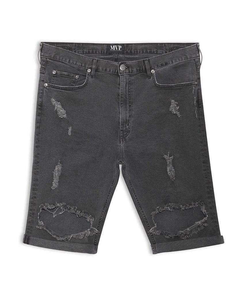 MVP Collections SHORTS Distressed Wash Black Denim Shorts
