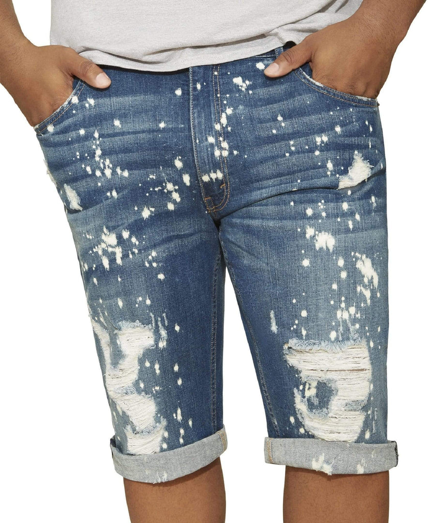 MVP Collections SHORTS Painted Blue Wash Denim Shorts