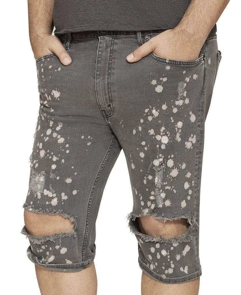MVP Collections SHORTS Painted Grey Wash Denim Shorts