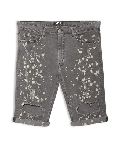 MVP Collections SHORTS Painted Grey Wash Denim Shorts