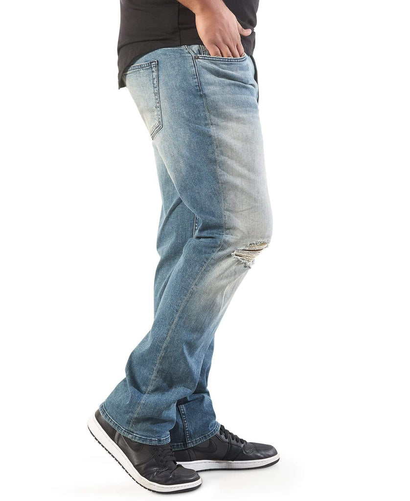 MVP Collections Jeans Slit Knee Slim Straight Leg Jeans