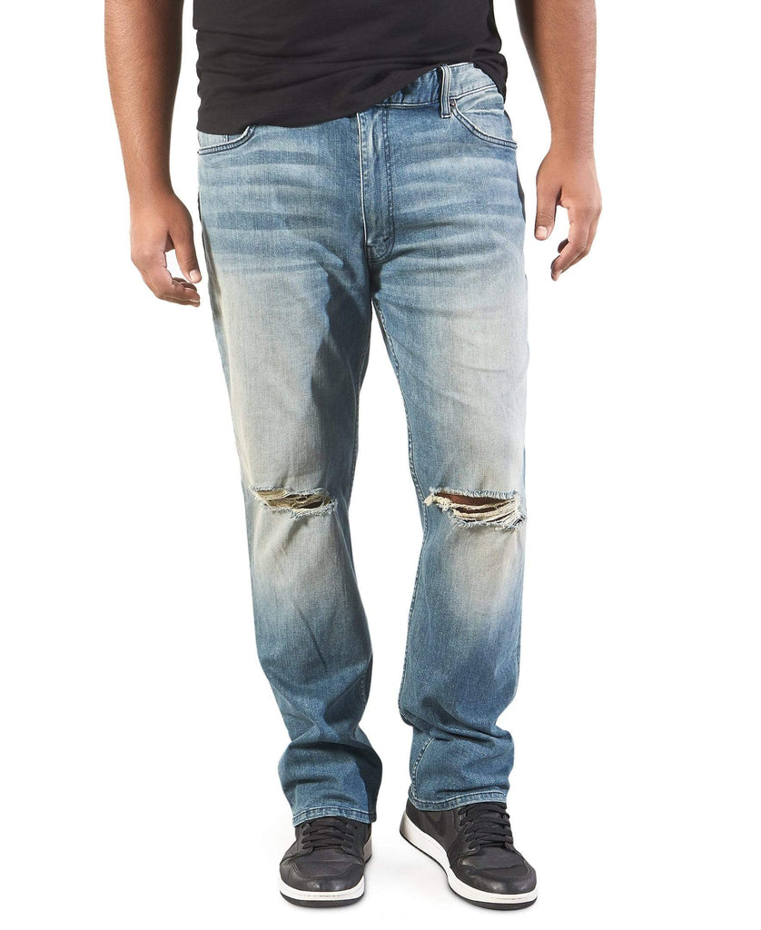 MVP Collections Jeans Slit Knee Slim Straight Leg Jeans