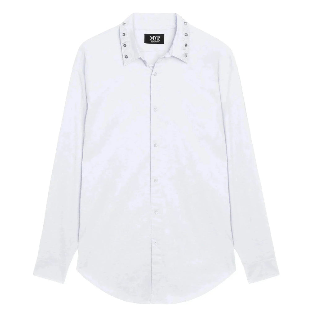 MVP Collections Button-Down Spike Collar Button-Down Shirt