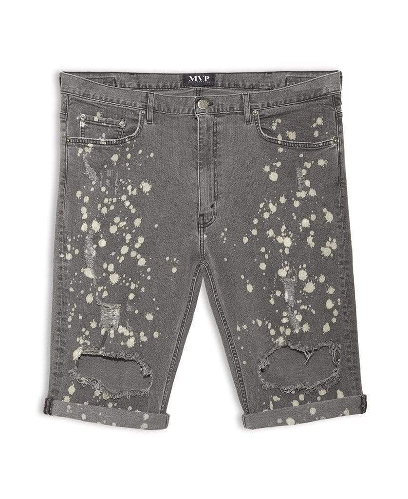 MVP Collections SHORTS Painted Grey Wash Denim Shorts